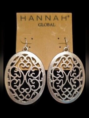 Silvertone Filigree Oval Drop Earrings